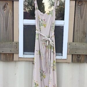 A Loves A Prairie Tan Multiple Color Floral Ruffle Maxi Sleeveless Dress